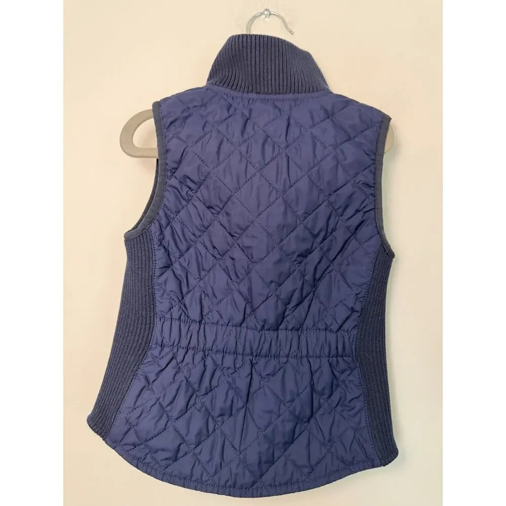 Ralph Lauren Kids Girls Quilted Navy Crest Vest Jacket Zip Pockets Sz 7 Logo